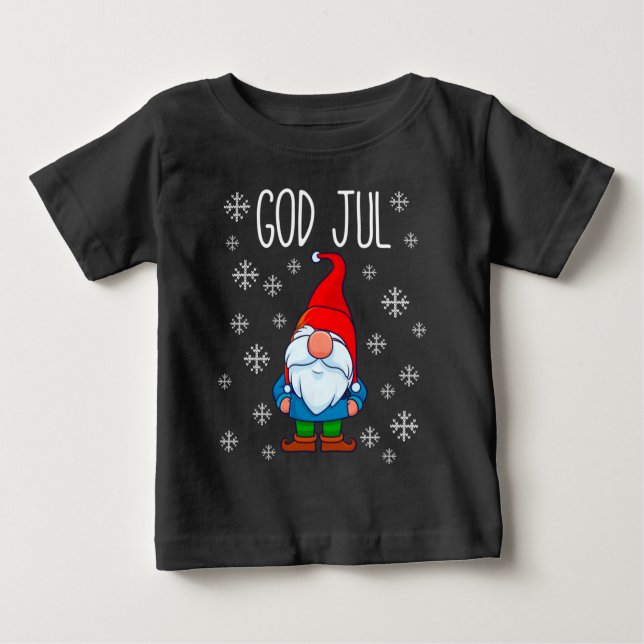 God Jul, Swedish Tomte Gnome, skandinavisches Merr Baby T-shirt (Vorderseite)