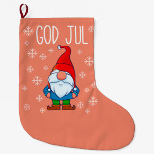 God Jul, Swedish Tomte Gnome, skandinavisches Merr Großer Weihnachtsstrumpf