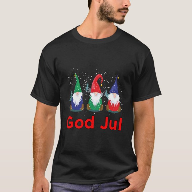 God Jul Tomte Nisse Gnome Svensk Norsk Skandinavia T-Shirt (Vorderseite)
