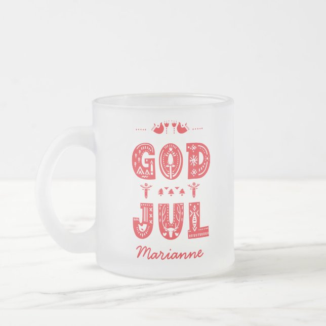 God Jul Traditional Swedish Christmas Schriftart Mattglastasse (Links)