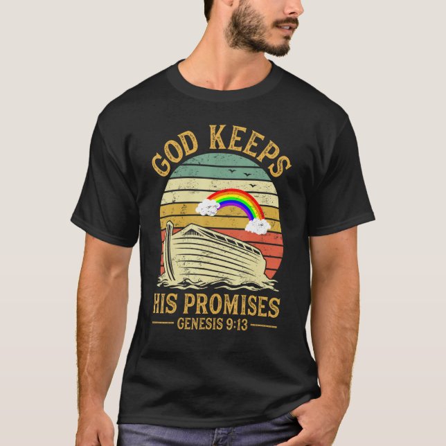 God Keeps His Promises Rainbow Noah Ark Jesus Chri T-Shirt (Vorderseite)