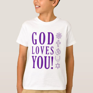 GOD LIEBEN YOU + World Religions Symbols T-Shirt