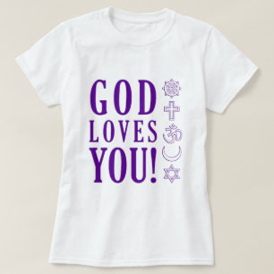 GOD LIEBEN YOU + World Religions Symbols T-Shirt