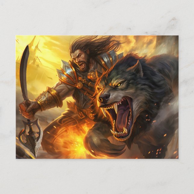 God Loki unchained the Fenris Wolfs Postkarte (Vorderseite)