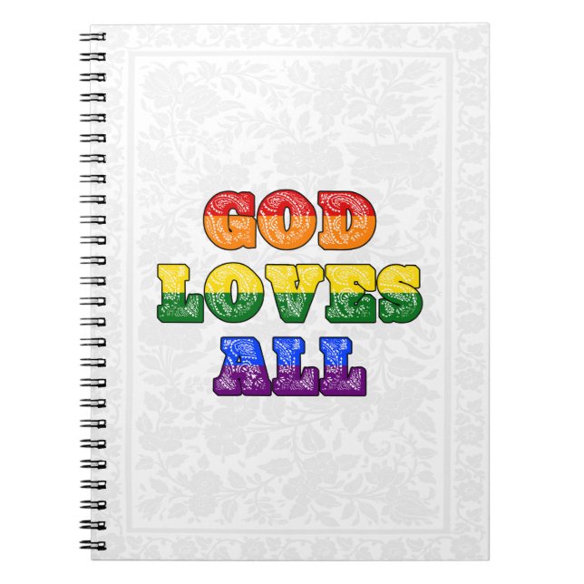 "God Loves All" Gay/LGBTQIA+/Queer Christian Pride Notizblock (Vorderseite)