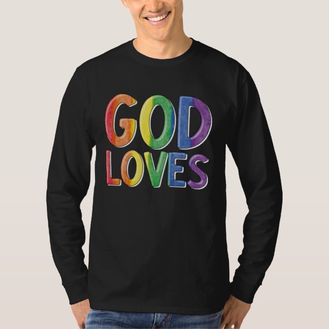 God Loves  Gay Christian LGBTQ Christian Pride Par T-Shirt (Vorderseite)