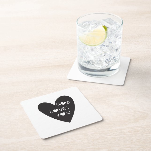 God loves you rechteckiger pappuntersetzer (Vor Ort)