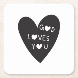 God loves you rechteckiger pappuntersetzer