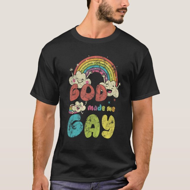 God Made Me Gay Rainbow LGBT Support Christian T-Shirt (Vorderseite)