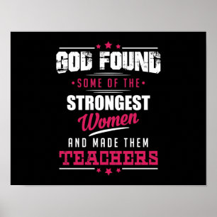God Made Teachers Hilarious Profession Design Poster