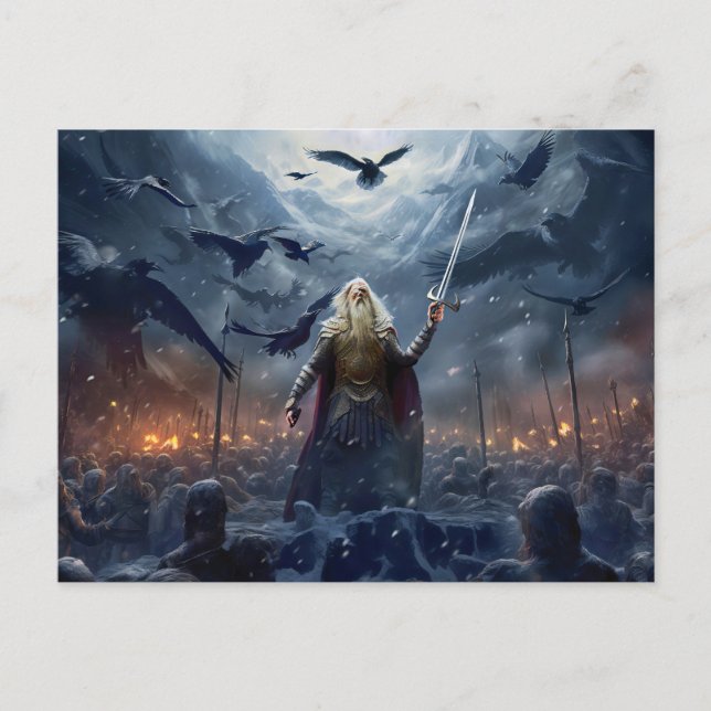 God Odin leads Einherjer Warrior of Asgards  Postkarte (Vorderseite)