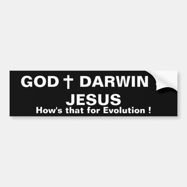 GOD PLUS DARWIN = JESUS AUTOAUFKLEBER (Vorne)