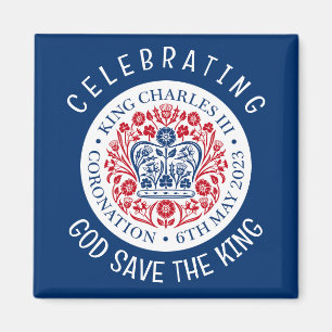 GOD RETTETE THE KING Charles III Coronation Blue Magnet