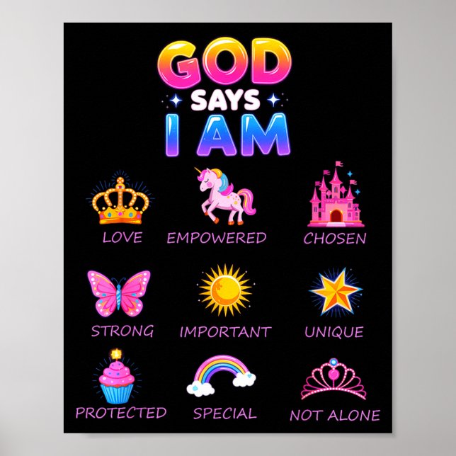 God Say I Am Princess Cute Jesus Teen Girl Toddler Poster (Vorne)