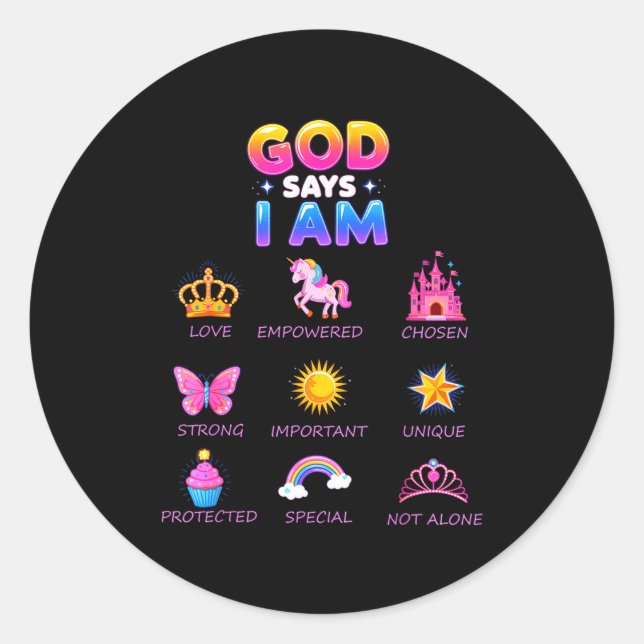 God Say I Am Princess Cute Jesus Teen Girl Toddler Runder Aufkleber (Vorderseite)