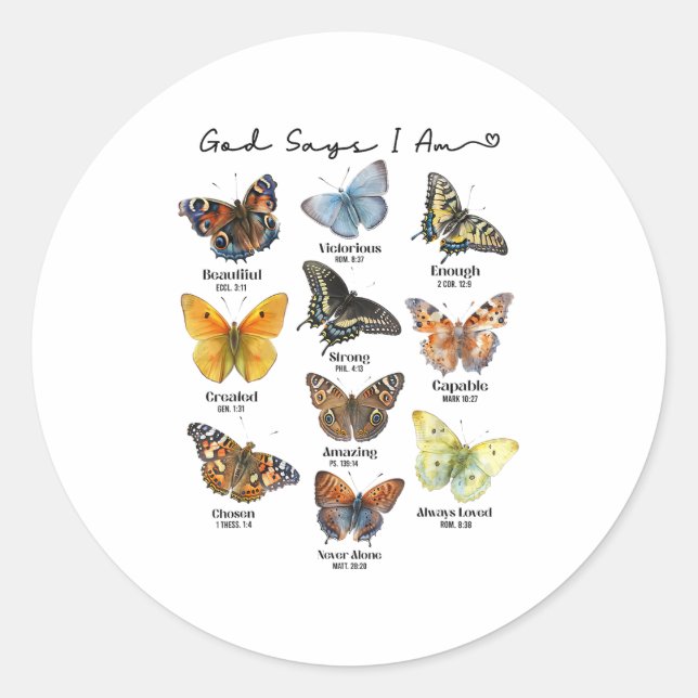 God Says I Am Bible Verse Religious Christian Butt Runder Aufkleber (Vorderseite)