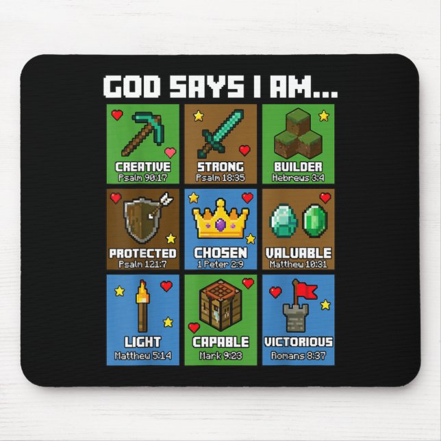 God Says I Am Bible Verses Xel Art Christian Gamer Mousepad (Vorne)