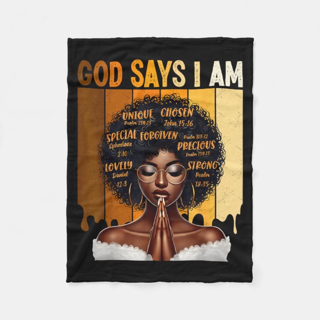 God Says I Am Black History Melanin African Girl W Fleecedecke (Vorderseite)