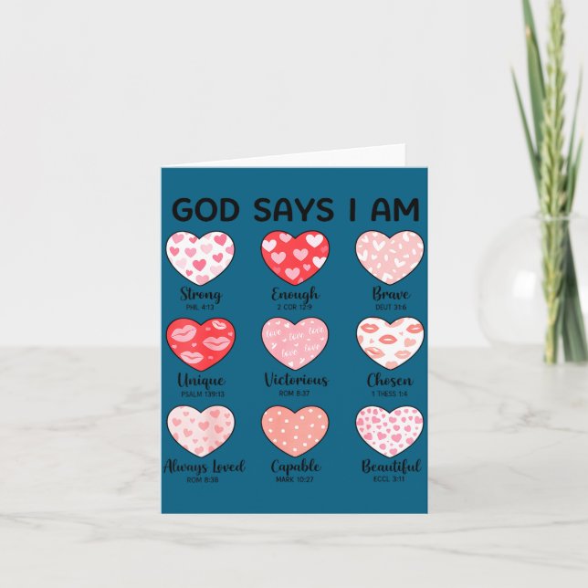 God Says I Am Christian Faith Heart Valentine Jesu Karte (Vorderseite)