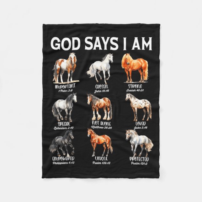 God Says I Am Horse Christian Girl Teen Boy Bible  Fleecedecke (Vorderseite)