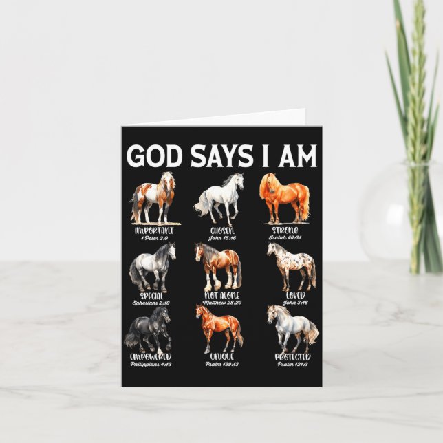 God Says I Am Horse Christian Girl Teen Boy Bible  Karte (Vorderseite)