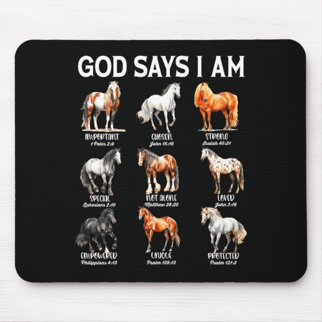 God Says I Am Horse Christian Girl Teen Boy Bible  Mousepad (Vorne)
