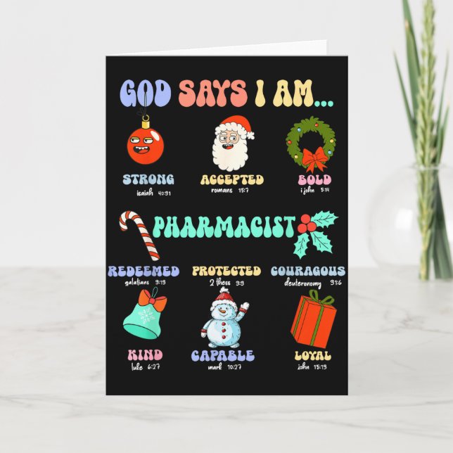 God Says I Am Pharmacist Christmas Pharmacy Tech C Karte (Vorderseite)