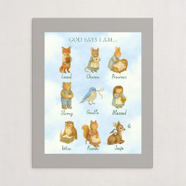God Says I Am – Scripture Declaration Nursery Wal Poster