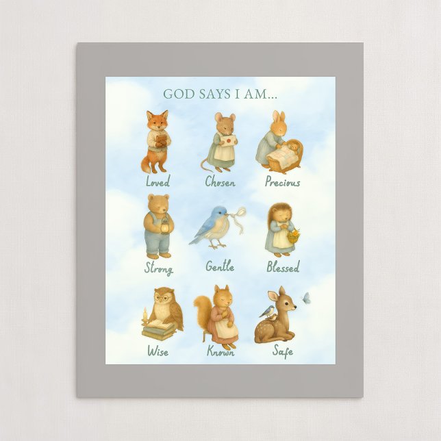 God Says I Am – Scripture Declaration Nursery Wal Poster (Von Creator hochgeladen)