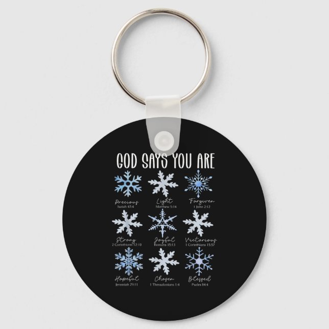 God Says You Are Christian Snowflake Christmas Bib Schlüsselanhänger (Vorderseite)