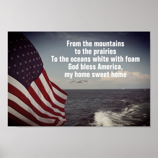 GOD segne America Texte USA Flag Ocean Waves Poster (Vorne)