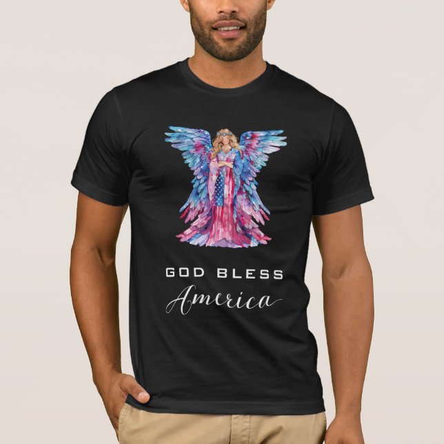 *~* GOD segne Amerika AP16 Angel Flag T-Shirt (Vorderseite)