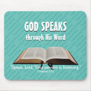GOD SPEAKS Bible Year 2020 Custom Scripture Aqua Mousepad