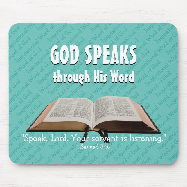 GOD SPEAKS Bible Year 2020 Custom Scripture Aqua Mousepad (Vorne)