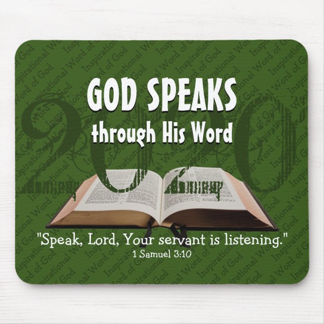 GOD SPEAKS Bible Year 2020 Custom Scripture GREEN Mousepad (Vorne)