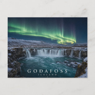 Goðafoss Wasserfall der Götter Island Aurora Postkarte