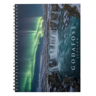 Godafoss Wasserfall der Götter Nordlicht Notizblock