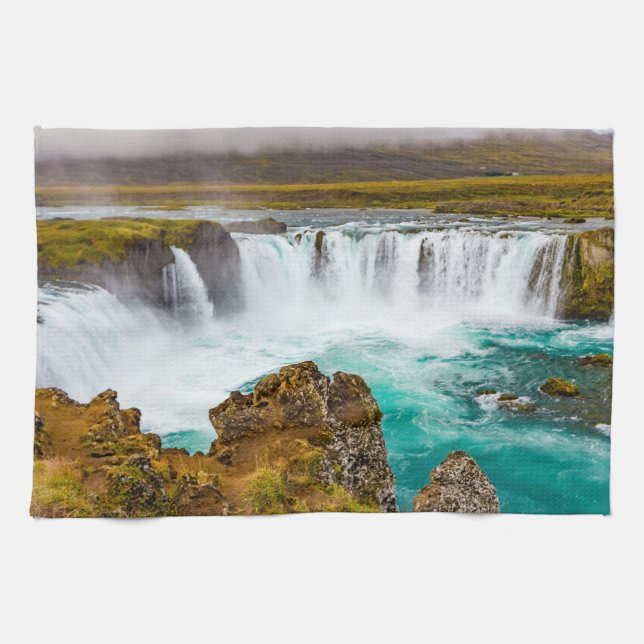 Godafoss Wasserfall, Island Geschirrtuch (Horizontal)