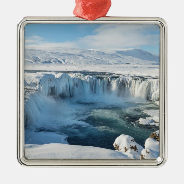 Godafoss Wasserfall Landschaft Ornament Aus Metall (Vorne)