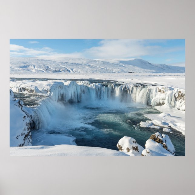 Godafoss Wasserfall Landschaft Poster (Vorne)