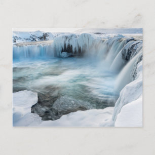 Godafoss Wasserfall, Winter, Island 2 Postkarte