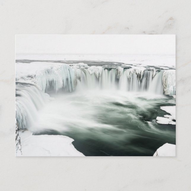 Godafoss Wasserfall, Winter, Island Postkarte (Vorderseite)