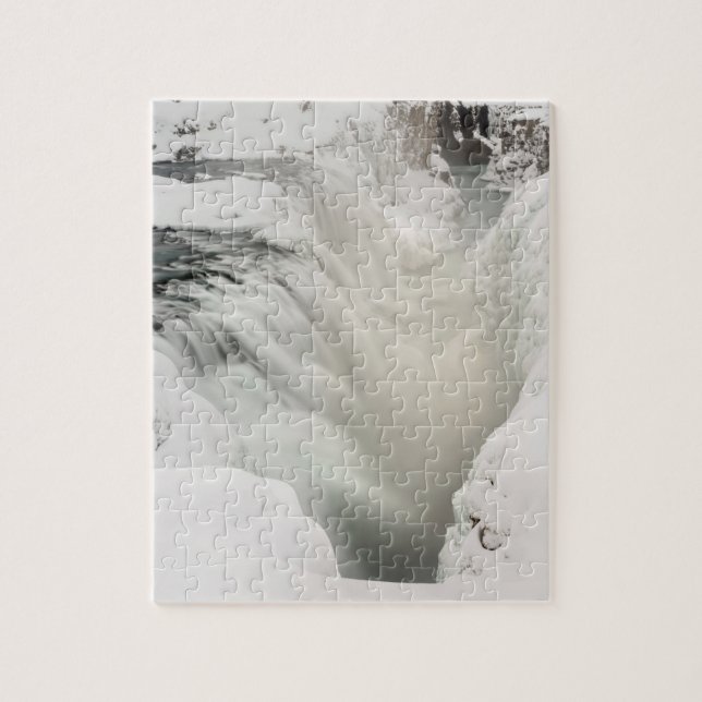 Godafoss Wasserfall, Winter, Island Puzzle (Vertikal)