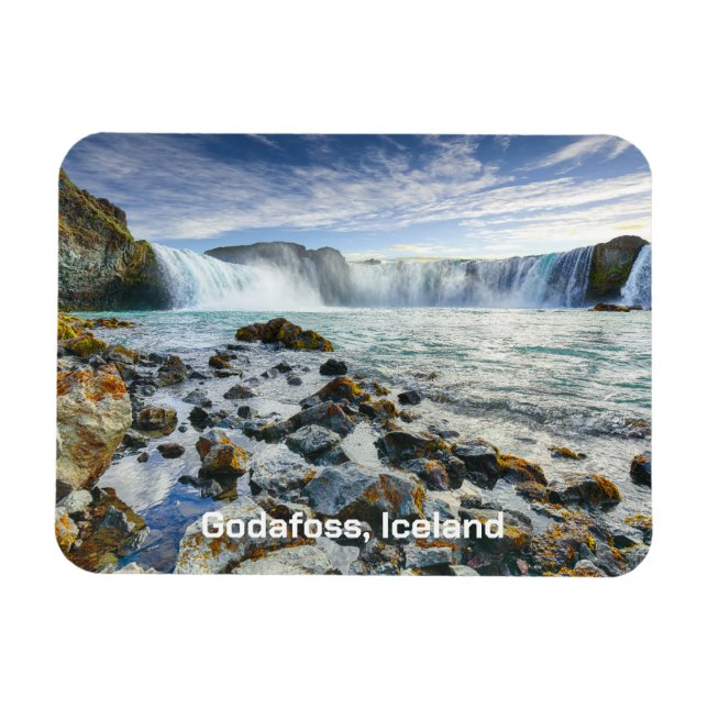 Godafoss-Wasserfälle im benutzerdefinierten Text,  Magnet (Horizontal)