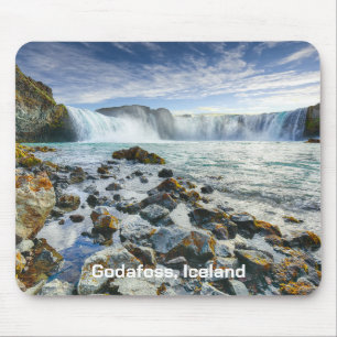 Godafoss-Wasserfälle im benutzerdefinierten Text,  Mousepad