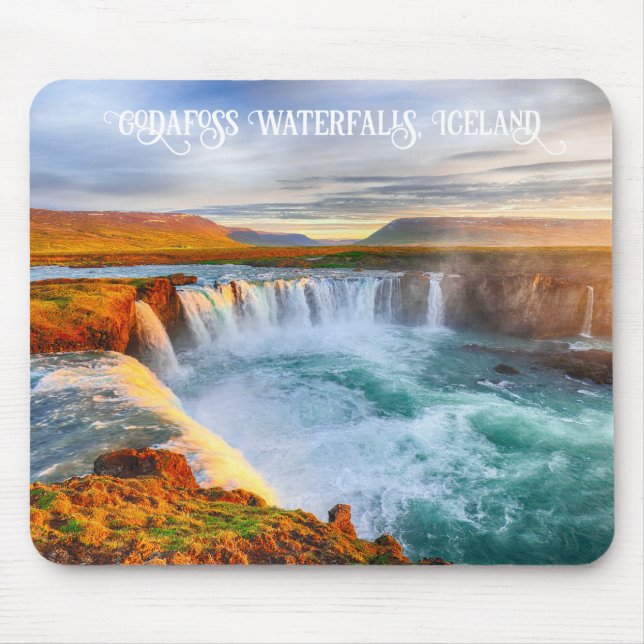 Godafoss-Wasserfälle im benutzerdefinierten Text,  Mousepad (Vorne)