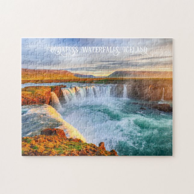 Godafoss-Wasserfälle im benutzerdefinierten Text,  Puzzle (Horizontal)