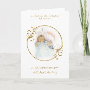 Godchild Baptismal Baby Boy Christening Blessing Karte