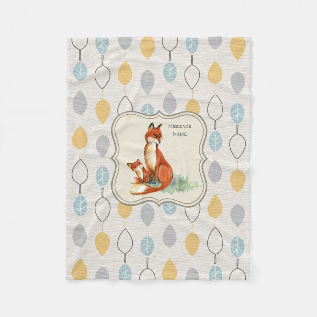 Godchild Gift Idee Personalisiert Fox Blanket Fleecedecke (Vorderseite)