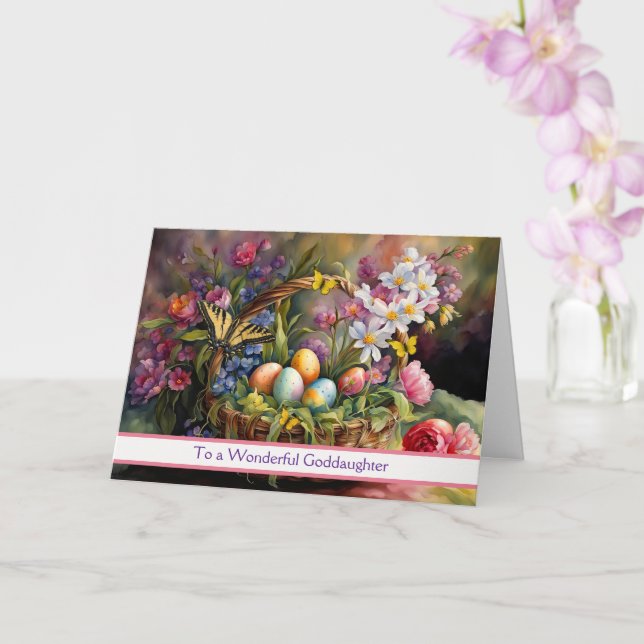 Goddaughter Happy Easter Beautiful Easter Basket  Karte (Orchidee)